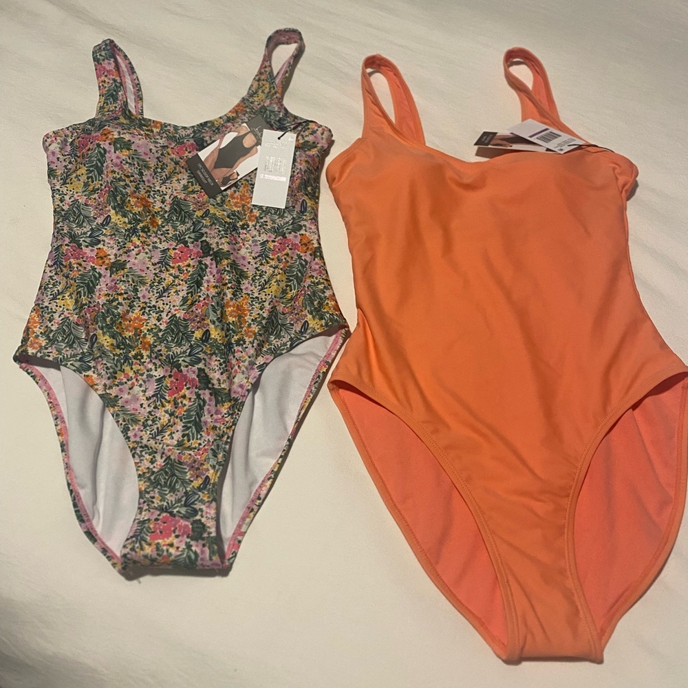 Nicole Miller Floral and Coral One Piece Swimsuit Set